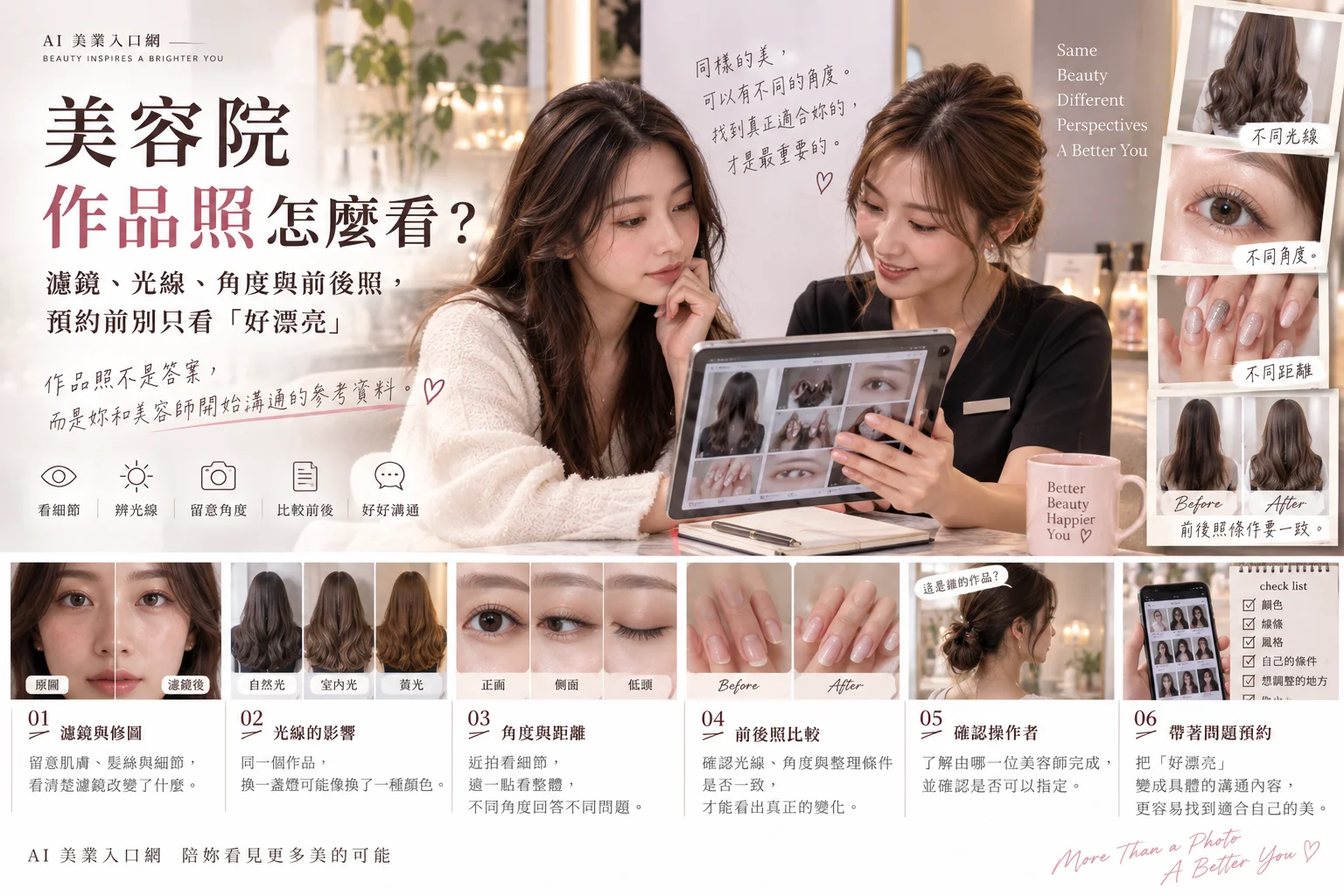 美容院作品照怎麼看？濾鏡、光線、角度與前後照，預約前別只看「好漂亮」