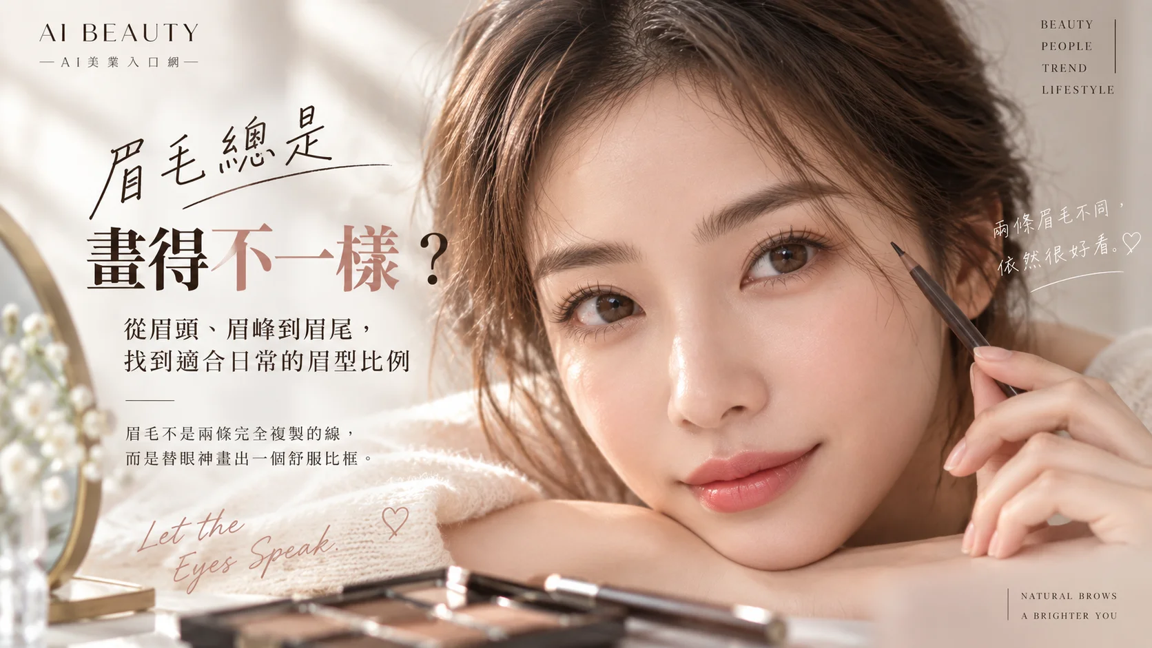 眉毛總是畫得不一樣？從眉頭、眉峰到眉尾，找到適合日常的眉型比例