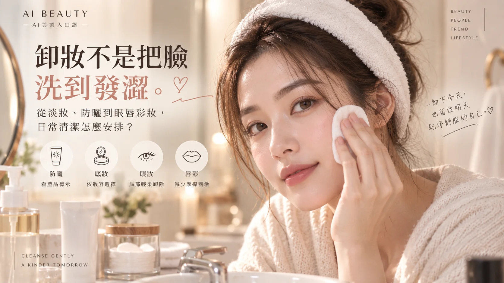 卸妝不是把臉洗到發澀：從淡妝、防曬到眼唇彩妝，日常清潔怎麼安排？